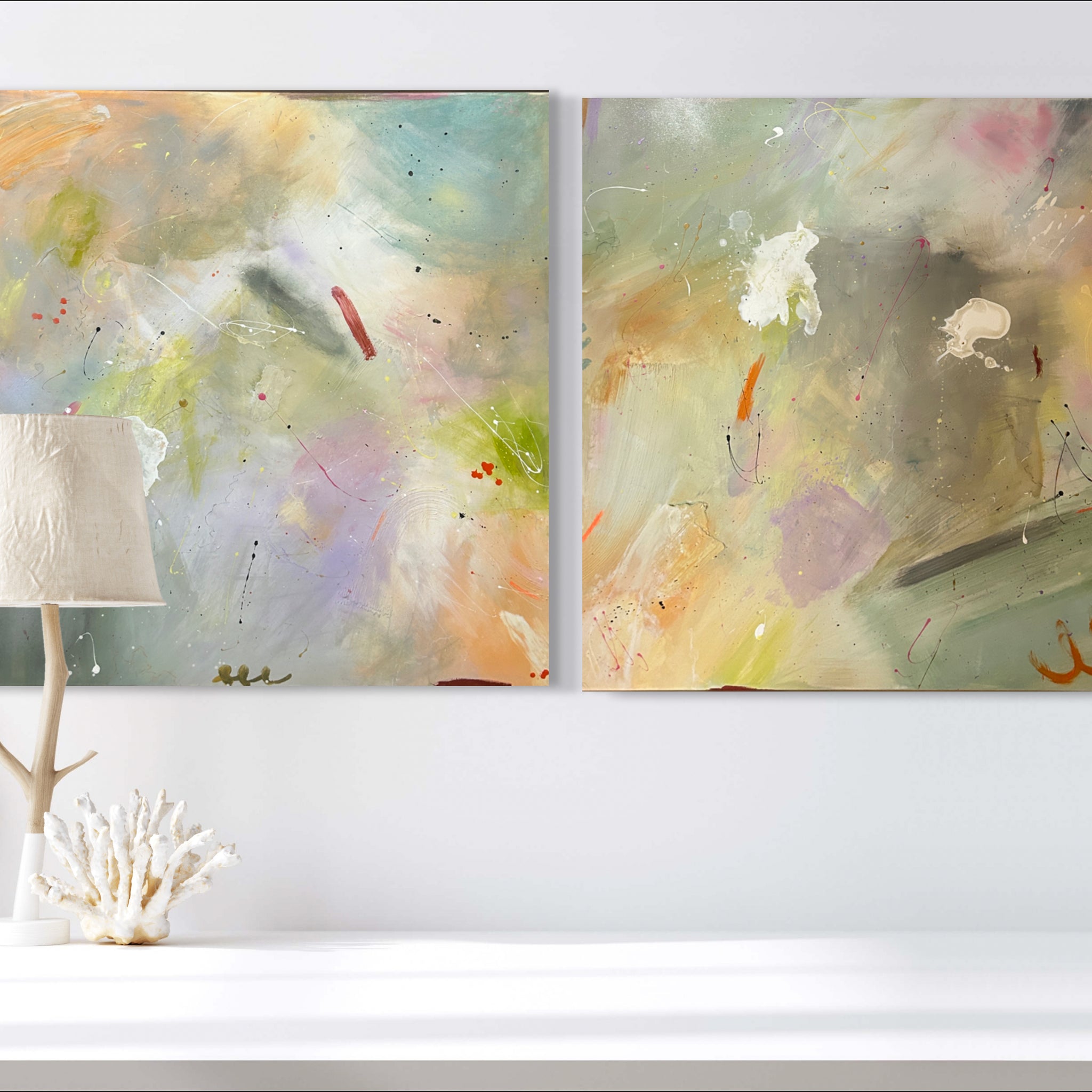 Kunstwerk  "coral reef" 2teilig  200x100cm | gerahmt