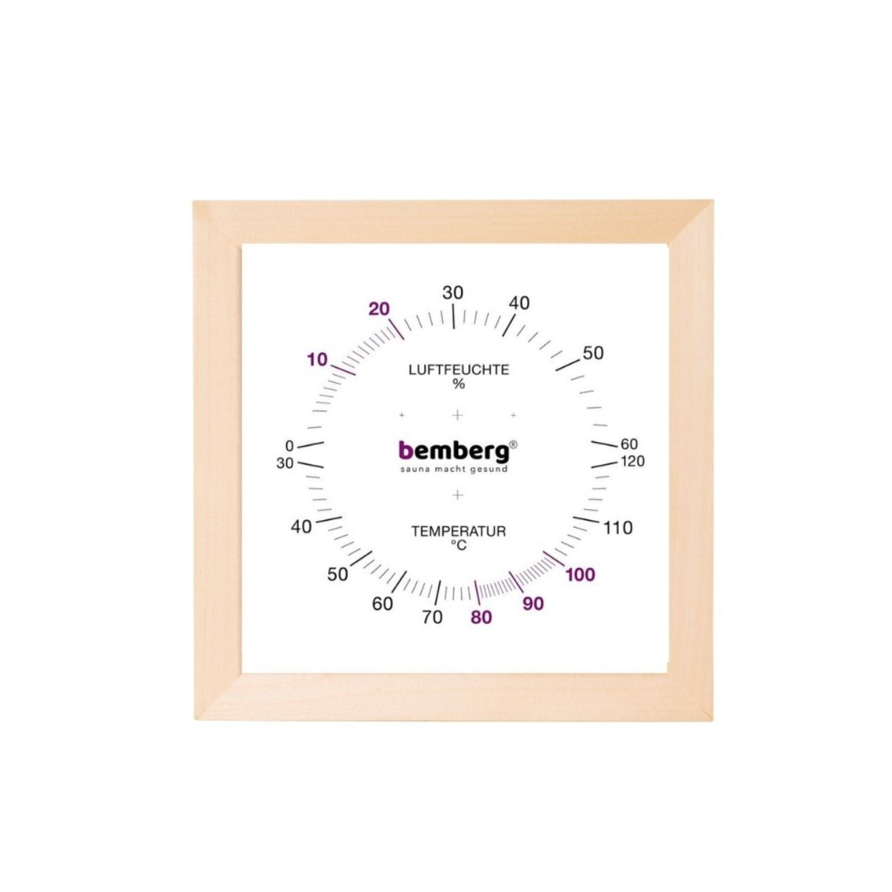 Hygro-Thermometer quadrat Holz